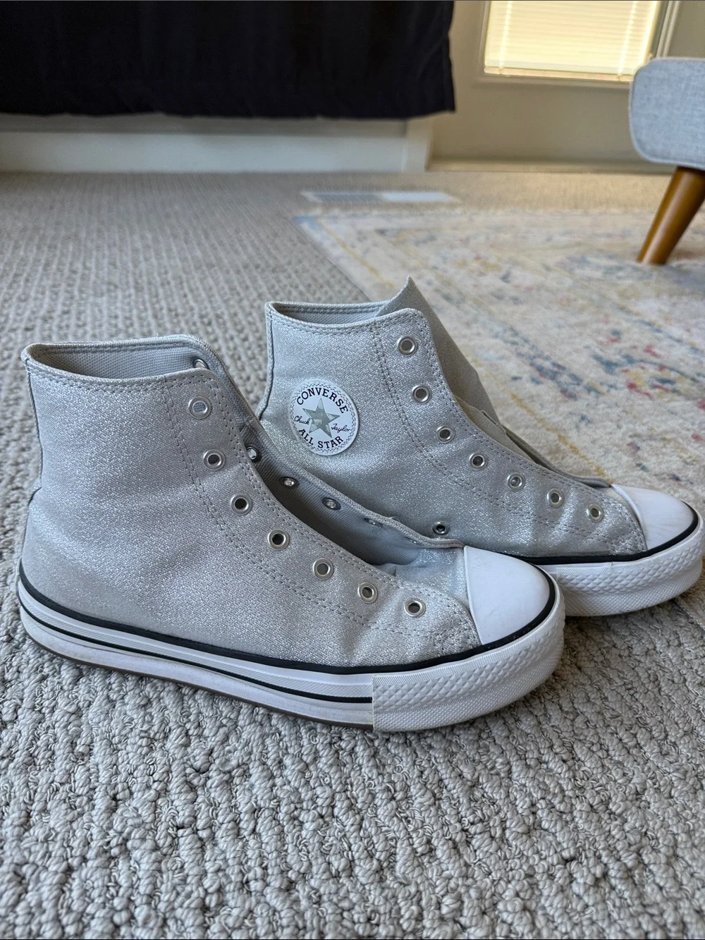 Converse Kids' Chuck Taylor All Star High Top Sneakers - Silver Glitter